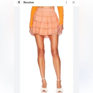 LoveShackFancy Coral Lace Skirt